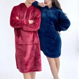 극세사 입는 담요 겨울 잠옷 망토 후드담요 커플 수면잠옷