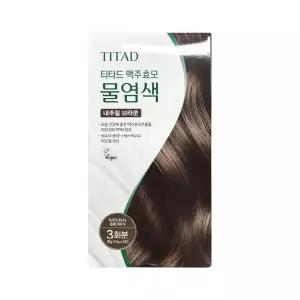 티타드 맥주효모 물염색 새치 염색약 내추럴 브라운 3회분 1박스