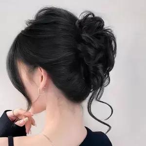 웨이브 올림머리 집게핀 가발(블랙) / 올림머리가발 집게핀 볼륨가발