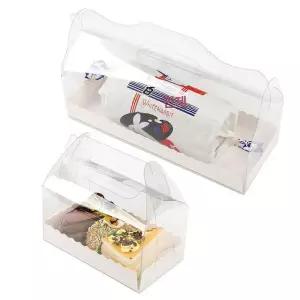 투명 롤케익 포장 휴대용 손잡이 상자 파운드박스 케이스 롤케이크 떡 용기