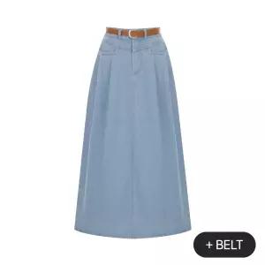 [페이지플린] 벨트핀턱데님스커트_P6ASK027C