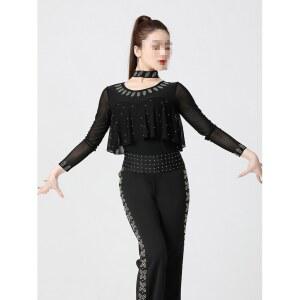 라틴 댄스복상의 상의 라인댄스 의상 티셔츠 방송 여성