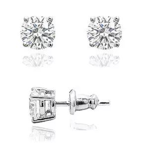 실버 5부 랩 그로운 다이아몬드 다이아 귀걸이 웨딩 4발