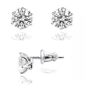 실버 5부 랩 그로운 다이아몬드 다이아 귀걸이 웨딩 베이직 6발