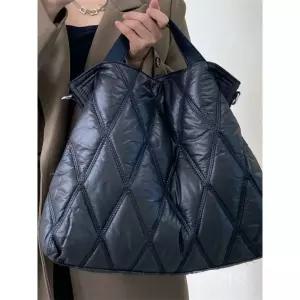 캐주얼 경량 퀼팅 토트백 빅사이즈 자켓 루즈핏 여성 패딩