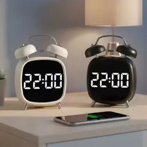 직장인 학생 침실 책상 LED 탁상시계 알람 미니 용시계 용전자 탁상용