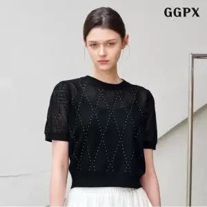 글리터 포인트 시스루 반팔 니트 (GQBKT007D)