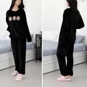 여성용 쿠키베어 초극세사 상하의 수면잠옷세트 블랙 (HSJ-WFG6Y3C)