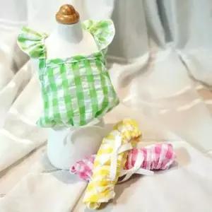 [JED] 강아지 레이스 크롭티 체크리본 반려견 배꼽티 1P 2XL