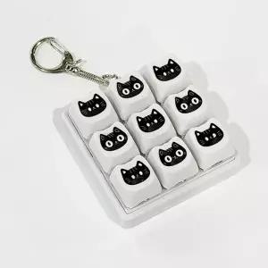 ( )검은 고양이 9구 키캡 클리커 랜덤 딸깍이 키보드 장난감 피젯토이 키링