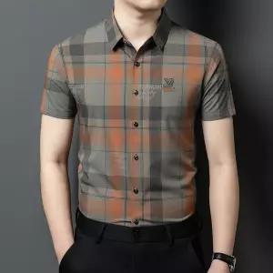 EAMT 남친 실크 캐주얼 헴라인 프린트 반팔 셔츠 누에고치 상의 중년 옷 무열 YJ2