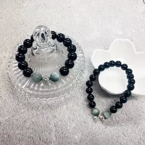 TBZ H2H3 흑요석 실버 행운팔찌 세트 커플팔찌 우정템