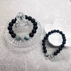 [에이치플러스몰]TBZ H2H3 흑요석 실버 행운팔찌 세트 커플팔찌 우정템