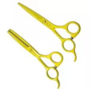 [반려] 일자가위 세트 숱가위 강아지 셀프미용 가위 옐로우