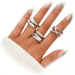 여성용 얼룩 없는 청키 골드 반지 18K 금도금 스태커블 엄지 성명서 세트