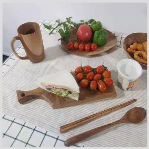 [RIZPICK]미니 손잡이 직사각형 티크 원목 도마