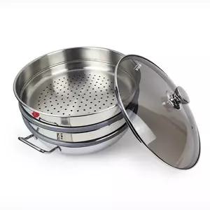 [RIZPICK]찜냄비 만두 찜기 가스렌지 스텐 3단 33cm 업소용솥