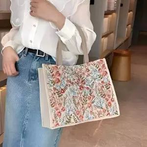 [에이치플러스몰]WL (BBT4) 캔버스 패턴 토트백 핸드백 버킷백 쇼퍼백 손가방 보부상 천