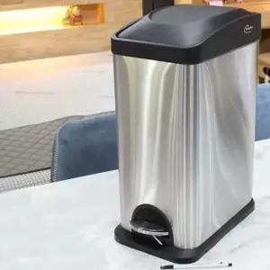 키친프리 스텐 페달 휴지통 사각 15L 쓰레기통 발판 욕실