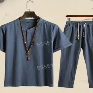 남자 절복 개량한복 여름 한복 상의 린넨 퓨전 셔츠 면 마 바지 생활 세트