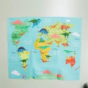 세계지도 창문가리개 공룡 벽걸이 인테리어천 티비