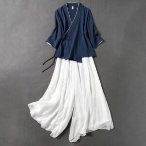 차이나풍 개량 한복 세트 핸드페인팅 쉬폰 스커트 요가 공연복