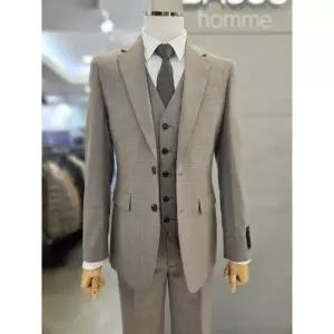 바쏘옴므 세이브존03 바쏘옴므 25 베이지 울 혼방 스트레치 윈도우체크 슬림수트 WSYF