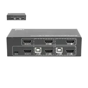 듀얼모니터 USB HDMI 컴퓨터공유기 KVM스위치2포트 4K