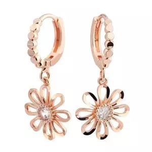 [하프클럽/]14K 골드필드 핀 데이지 꽃 드롭 원터치 링 귀걸이