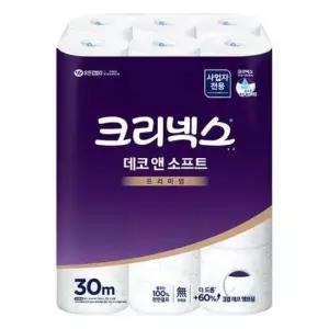 자재 크리넥스 화장지 데코 소프트 98mmx30M(3겹)x24롤 1팩