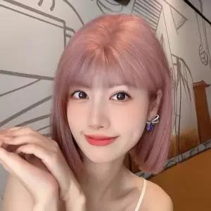 델리 핑크뱅 단발머리 여성 가발 긴머리 원터치