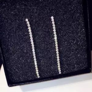 드롭귀걸이 다이아 테니스 롱 드롭 귀걸이 화이트