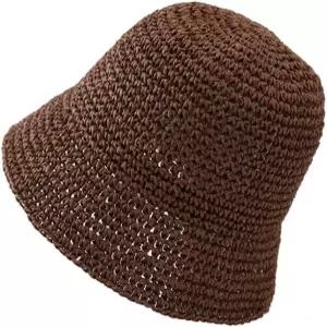 여성용 빨대 버킷 모자 여름 메쉬 직조 태양 비치 접이식 어부