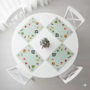 메리크리스마스 감성 홈카페 식탁매트파티 집꾸미기 소품 테이블 겨울 아이도좋아하는 귀여운 산타 패턴 브