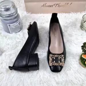 [제이시]제이시 3cm 발볼 넓은 소가죽 큐빅 통굽 구두 K446