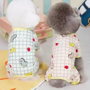 [반려] 반려동물 강아지 외출복 산책 옷 올인원 체크 의류