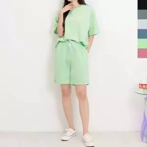 GQQ M580_M680 여자오버핏반팔티_밴딩5부반바지세트