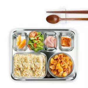 성인용 식당용품 4찬 어른 스텐식판 식기 급식판 가정용 식용 레스 야외 캠핑