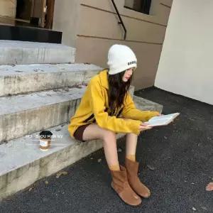 천진반 여사친 빈티지 데일리룩 신발 플랫워커 소가죽 리얼 스크럽 라운드 앵클 부츠 플랫폼 버켄 플랫 워