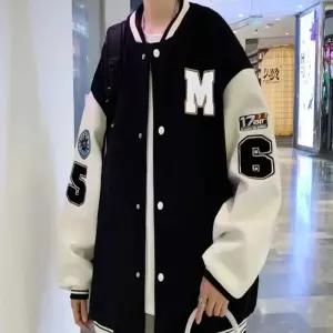 남성 M로고 패치 배색 자켓 야구점퍼 오버핏 항공점퍼 rRP7+7XNg