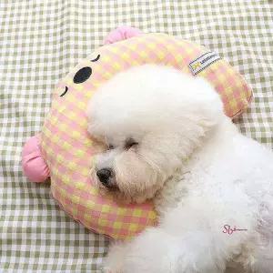 강아지 목 베개 세탁가능 체크 애견용품 쿠션 고양이 목쿠션wxy611