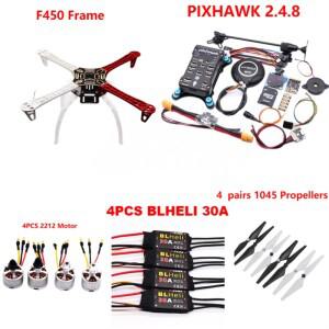 PIXHAWK2.4.8 비행 제어 F450 드론 키트, 아두파일럿 100MW 무선 원격 측정 쿼드콥터, BLHELI 30A 2212 모