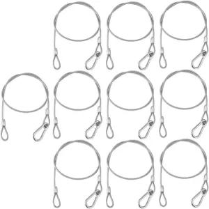 MFL 무대 조명 안전 케이블 110파운드 하중 듀티 31.5인치 스테인리스 스틸 로프 파티 DJ 은색 10팩