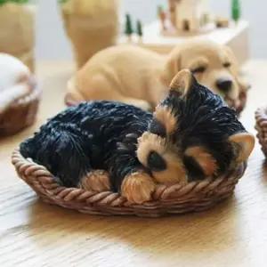 잠자는 강아지 미니어처 선반 식당