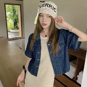 캐주얼자켓청카바 여자 휴가 준비 여행 룩 청 반팔 자켓 데님 셔츠 코디