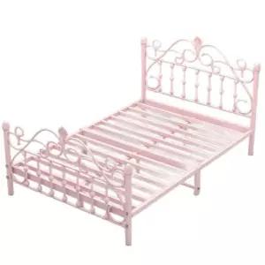 철제 프레임 침대 공주풍 북유럽 핑크 공주침대 리프트업 원룸 매트리스 접이식 퀸