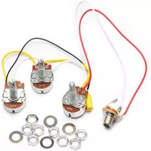 재즈 베이스 일렉트릭 기타 부품을 위한 SAPHUE 배선 하네스 프리와이어드 키트 250 000 빅 포트 2 볼륨 1