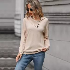 EAMT 여자 맨투맨 니트 가을 캐주얼 솔리드 터틀넥 EUNG3