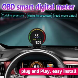 스마트 HUD OBD2 P15 헤드 업 디스플레이 속도계 자동차 화면 Obd 디지털 미터 컴퓨터 오일 압력 게이지 주