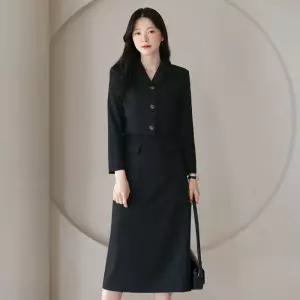 ~XXL까지 레노비 레이어드 자켓 심플라인 원피스 가을 하객룩 오피스룩 모임룩 격식룩 빅사이즈1214691